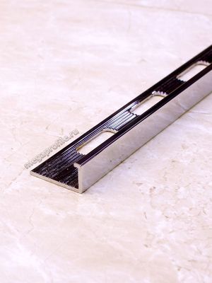 Латунный хромированный Г-образный профиль ЛГ8 под керамическую плитку