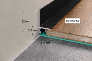 Алюминиевый микроплинтус угловой 32/16мм МПЛ32